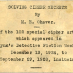 A link to a website dedicated to preserving the historic archive of cryptograms originally published in Flynn's and edited by E.M Chavez